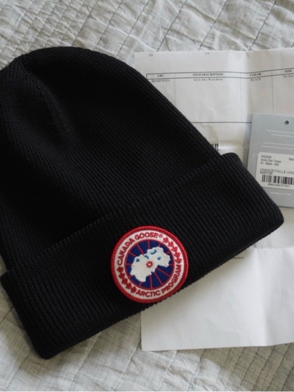 Canada Goose Red Patch Cuffed Beanie